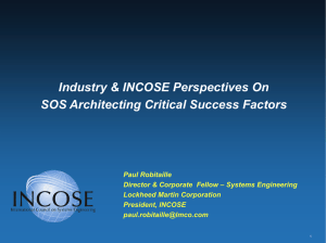 Industry &amp; INCOSE Perspectives On SOS Architecting Critical Success Factors