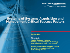 Systems of Systems Acquisition and Management Critical Success Factors Rick Selby