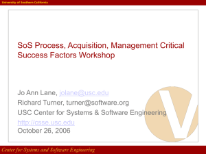 SoS Process, Acquisition, Management Critical Success Factors Workshop