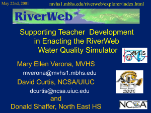 Supporting Teacher  Development in Enacting the RiverWeb Water Quality Simulator
