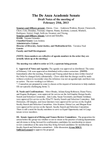 The De Anza Academic Senate Draft Notes of the meeting of