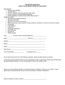 Scholarship Application Adams County Master Gardeners Association