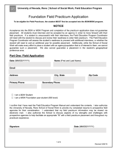 Field Practicum Application / Student Agreement