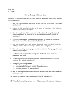 Peer Review Student Essay