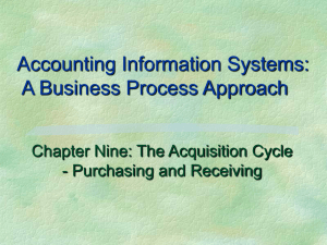 Accounting Information Systems: A Business Process Approach Chapter Nine: The Acquisition Cycle