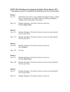 EWRT 200.19 Reading and Assignment Schedule, Weeks 1-7
