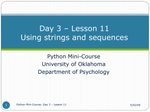 Lesson 11 - Using strings and sequences