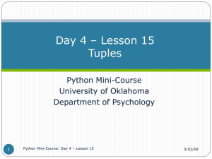 Lesson 15 - Tuples