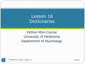 Lesson 16 - Dictionaries