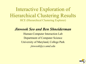 Interactive Exploration of Hierarchical Clustering Results Jinwook Seo and Ben Shneiderman