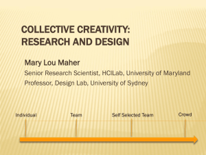 COLLECTIVE CREATIVITY: RESEARCH AND DESIGN Mary Lou Maher