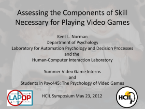 Assessing the Components of Skill Necessary for Playing Video Games