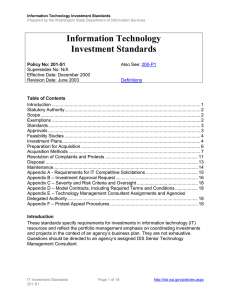 Information Technology Investment Standards