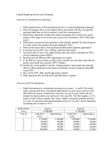 Capital Budgeting Process and Technique  Answers to Concept Review Questions