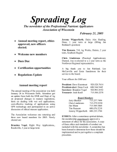 Spreading Log  The newsletter of the Professional Nutrient Applicators Association of Wisconsin