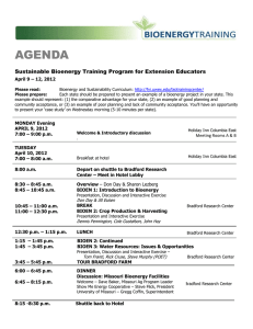 Bioenergy Training Program Agenda Columbia, MO April, 2012