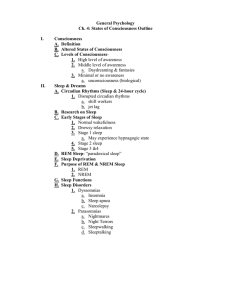 General Psychology Ch. 4: States of Consciousness Outline  I.