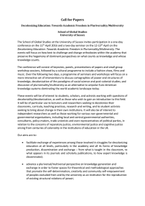 Decolonizing Education: Towards Academic Freedom in Pluriversality (DETAFIP) - Call for Papers [DOC 48.50KB]