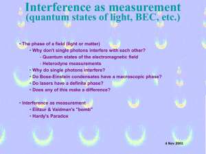 Fifth lecture, 4.11.03 (interference as measurement -- quantum states of light, single-photon interference, BEC interference,...)
