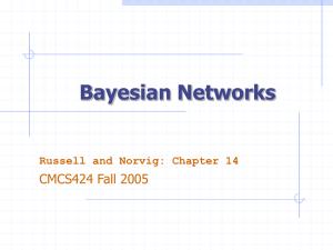 Bayesian Networks CMCS424 Fall 2005 Russell and Norvig: Chapter 14