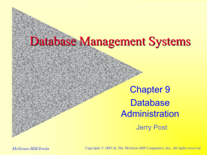 Database Management Systems Chapter 9 Database Administration
