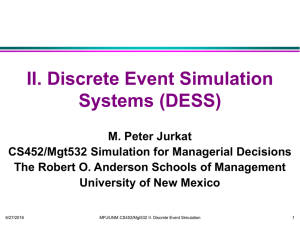 II. Discrete Event Simulation Systems (DESS)