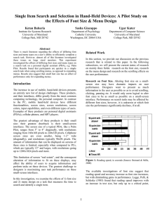 Single Item Search and Selection in Hand-Held Devices: A Pilot... the Effects of Font Size &amp; Menu Design