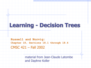 Learning - Decision Trees CMSC 421 – Fall 2002 Russell and Norvig: