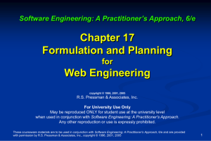 Chapter 17 Formulation and Planning Web Engineering for