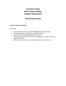 Pre-AP 6th Grade World Culture Studies (Sample Assessment) End of Course Exam