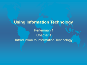 Using Information Technology Pertemuan 1 Chapter 1 Introduction to Information Technology