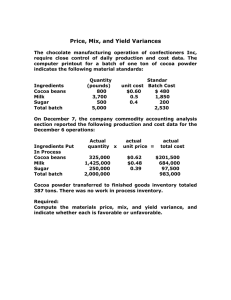 Price, Mix, and Yield Variances