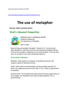 The use of metaphor Brad's Advanced Composition Pearson Adult Learning Centre