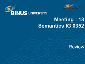 Meeting : 13 Semantics IG 0352 Review