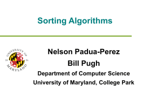 Sorting Algorithms Nelson Padua-Perez Bill Pugh Department of Computer Science