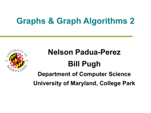 Graphs &amp; Graph Algorithms 2 Nelson Padua-Perez Bill Pugh Department of Computer Science