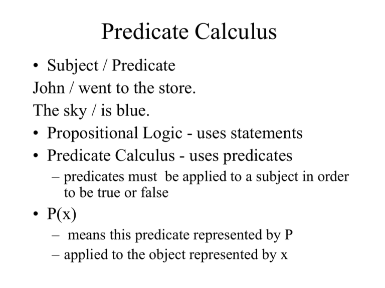 Predicate Calculus