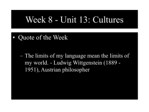 Week 8 - Unit 13: Cultures • Quote of the Week