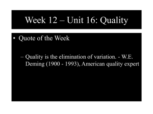Week 12 – Unit 16: Quality • Quote of the Week