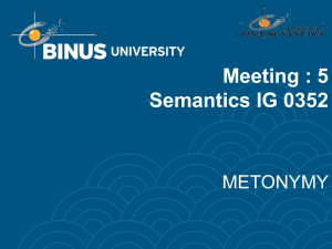 Meeting : 5 Semantics IG 0352 METONYMY