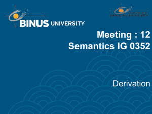 Meeting : 12 Semantics IG 0352 Derivation