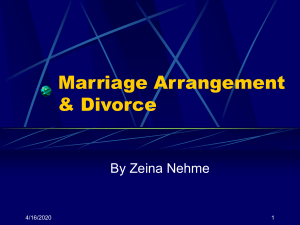 Marriage Arrangement &amp; Divorce By Zeina Nehme 6/27/2016