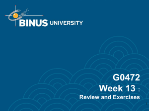 G0472 Week 13 : Review and Exercises