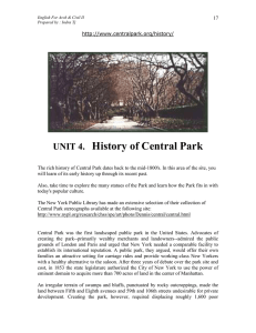 History of Central Park UNIT 4.