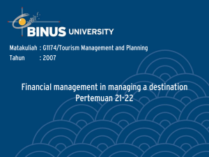 Financial management in managing a destination Pertemuan 21-22 Tahun