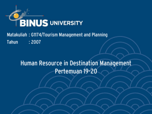 Human Resource in Destination Management Pertemuan 19-20 Tahun
