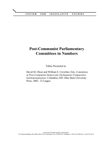 Post-Communist Parliamentary Committees in Numbers  Tables Presented in: