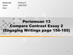 Pertemuan 13 Compare Contrast Essay 2 (Engaging Writings page 156-165) Matakuliah
