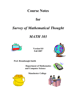 Course Notes for Survey of Mathematical Thought