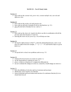 MATH 121 – Test #2 Study Guide  Section 2.3 constant rule